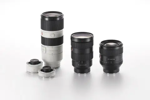 Obiektywy Sony FE 2.8/70-200 GM OSS, FE 2.8/24-70 GM, FE 1.4/85 GM oraz telekonwertery Sony E 1.4x i 2x.