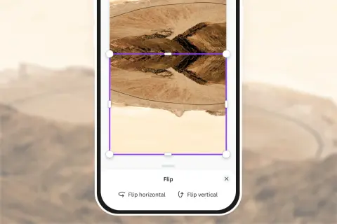 Jak zrobic odbicie lustrzane w telefonie? Widok ekranu z opcją "Flip vertical" do tworzenia lustrzanego odbicia zdjęcia.