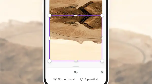 Jak zrobic odbicie lustrzane w telefonie? Widok ekranu z opcją "Flip vertical" do tworzenia lustrzanego odbicia zdjęcia.